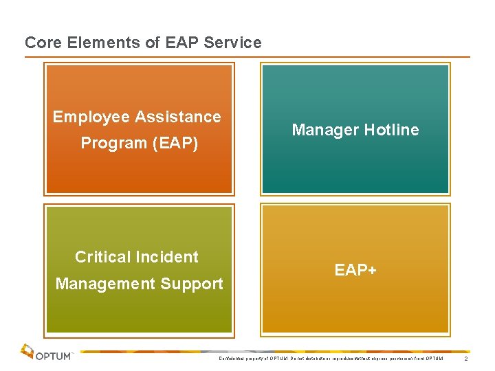 Core Elements of EAP Service Employee Assistance Program (EAP) Critical Incident Management Support Manager Core Elements of EAP Service Employee Assistance Program (EAP) Critical Incident Management Support Manager