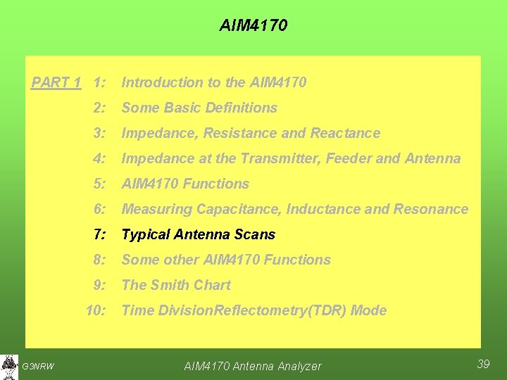 AIM 4170 PART 1 1: 2: Some Basic Definitions 3: Impedance, Resistance and Reactance