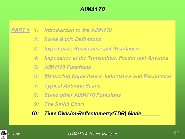 AIM 4170 PART 1 1: 2: Some Basic Definitions 3: Impedance, Resistance and Reactance