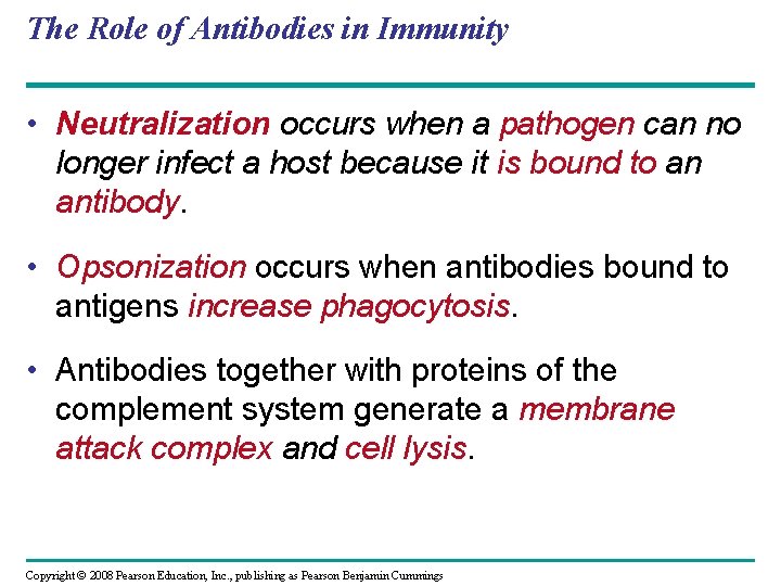 The Role of Antibodies in Immunity • Neutralization occurs when a pathogen can no