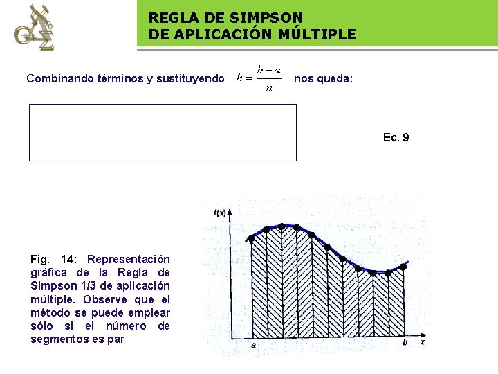 REGLA DE SIMPSON DE APLICACIÓN MÚLTIPLE Base legal Combinando términos y sustituyendo nos queda: