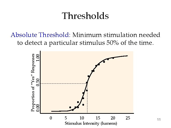 Thresholds Proportion of “Yes” Responses 0. 00 0. 50 1. 00 Absolute Threshold: Minimum