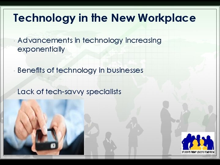 Technology in the New Workplace • Advancements in technology increasing exponentially • Benefits of