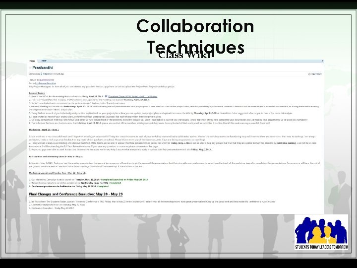 Collaboration Techniques Class Wiki 