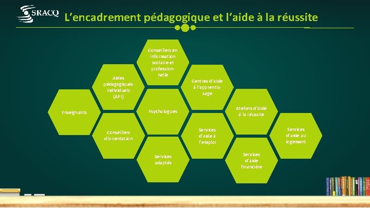 L’encadrement pédagogique et l’aide à la réussite Aides pédagogiques individuels (API) Conseillers en information