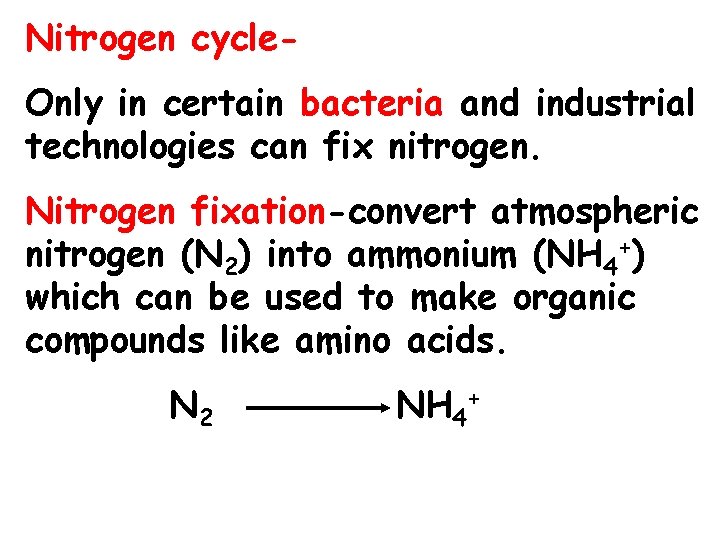 Nitrogen cycle. Only in certain bacteria and industrial technologies can fix nitrogen. Nitrogen fixation-convert Nitrogen cycle. Only in certain bacteria and industrial technologies can fix nitrogen. Nitrogen fixation-convert