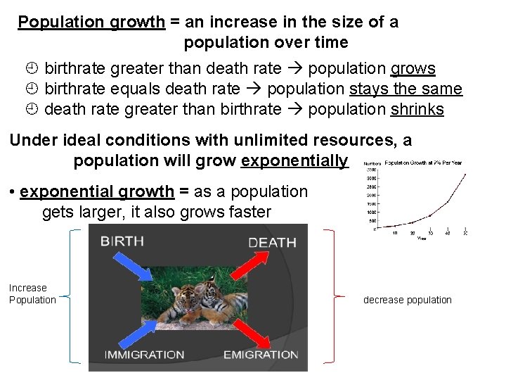 Population growth = an increase in the size of a population over time birthrate Population growth = an increase in the size of a population over time birthrate