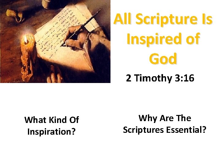 All Scripture Is Inspired of God 2 Timothy 3: 16 What Kind Of Inspiration?