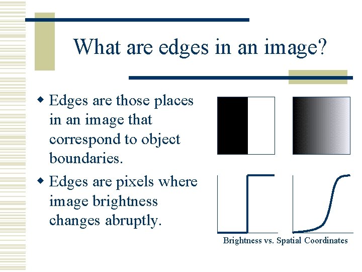 What are edges in an image? w Edges are those places in an image