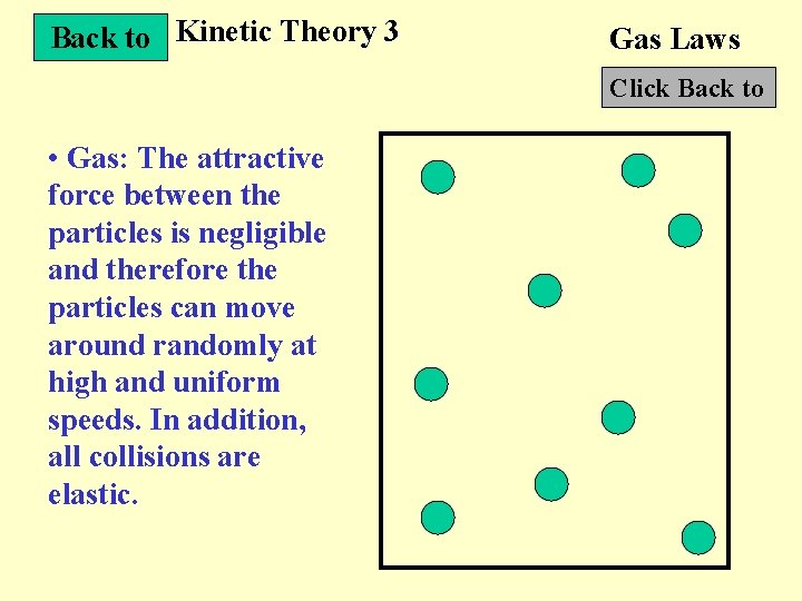 Back to Kinetic Theory 3 Gas Laws Click Back to • Gas: The attractive