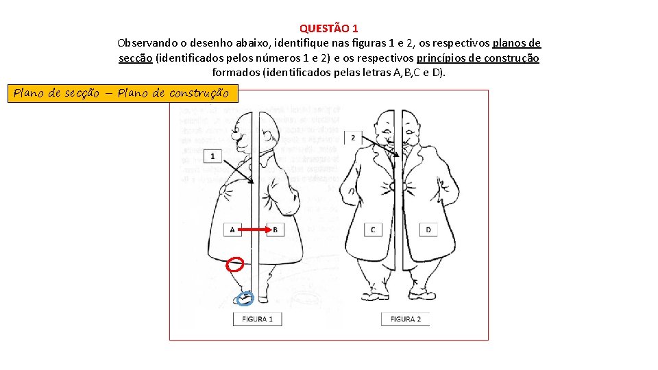 QUESTÃO 1 Observando o desenho abaixo, identifique nas figuras 1 e 2, os respectivos