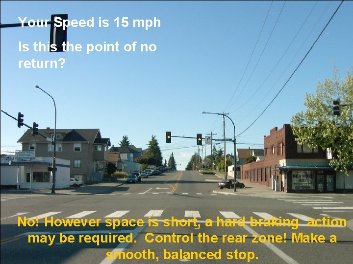 Your Speed is 15 mph Is this the point of no return? No! However Your Speed is 15 mph Is this the point of no return? No! However