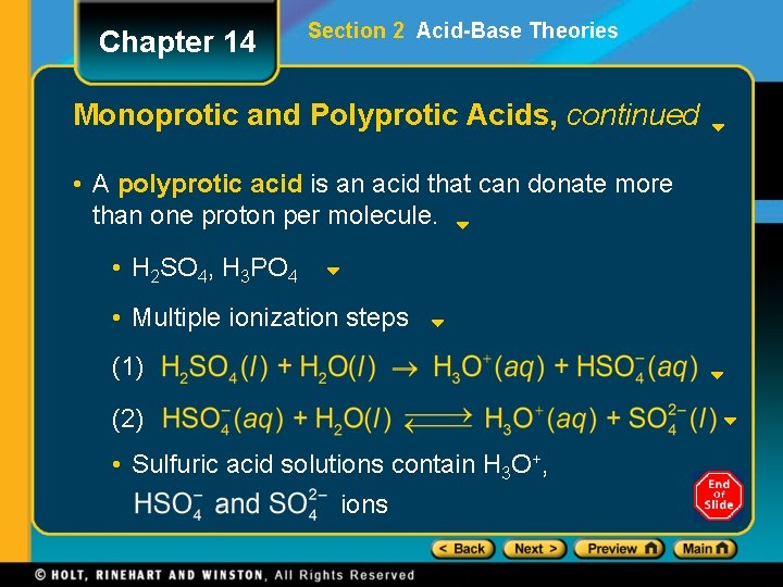 Chapter 14 Preview Lesson Starter Objectives Acids Bases