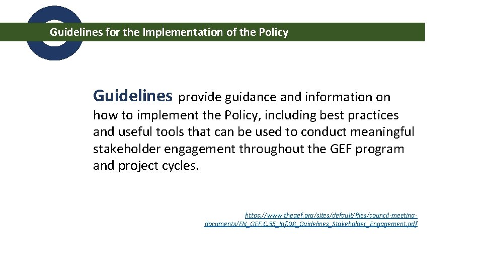 Guidelines for the Implementation of the Policy Guidelines provide guidance and information on how