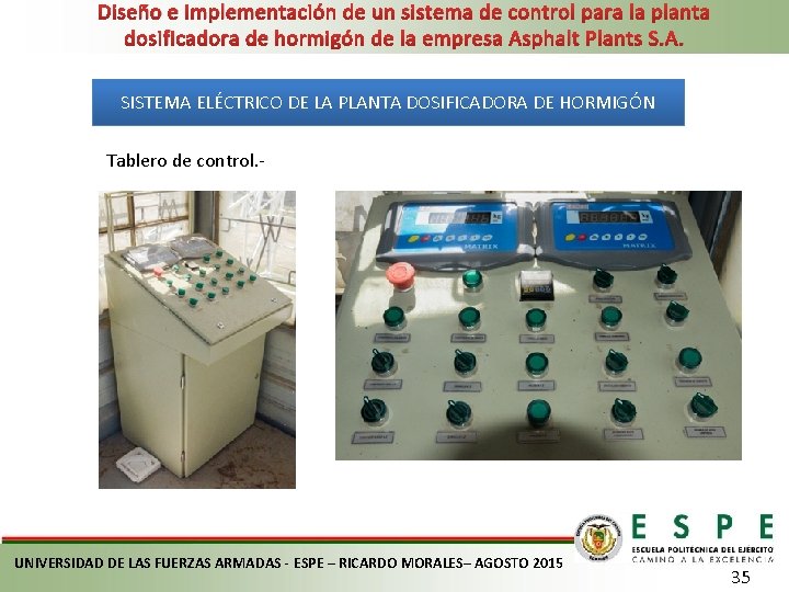 Diseño e implementación de un sistema de control para la planta dosificadora de hormigón