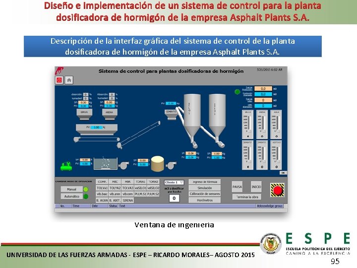 Diseño e implementación de un sistema de control para la planta dosificadora de hormigón