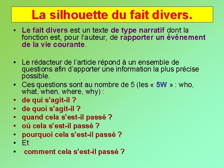 La silhouette du fait divers. • Le fait divers est un texte de type