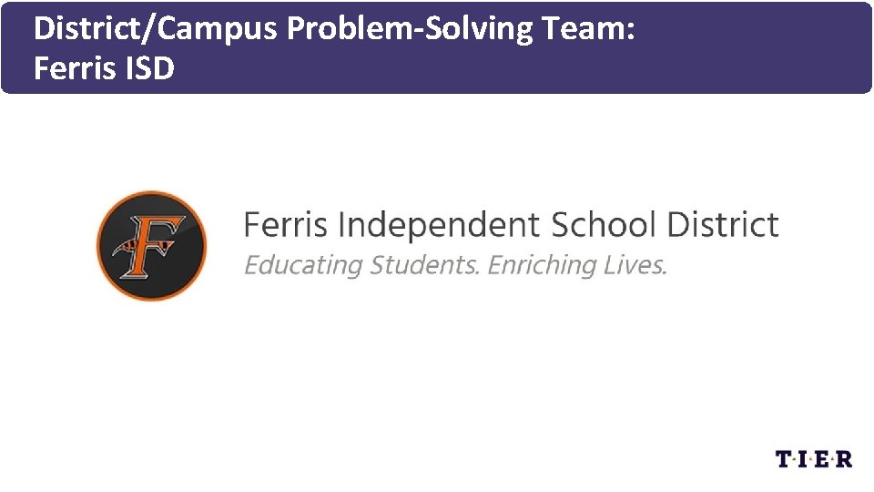 District/Campus Problem-Solving Team: Ferris ISD 