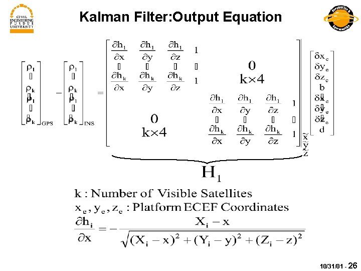 Kalman Filter: Output Equation 10/31/01 - 26 