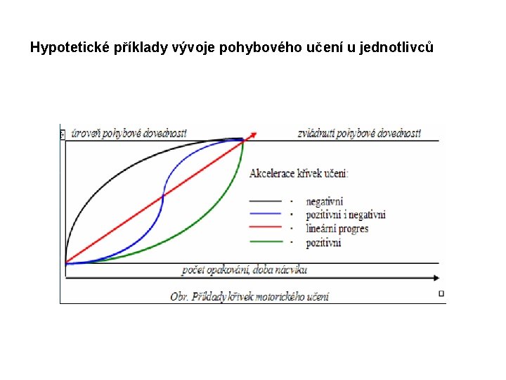 Hypotetické příklady vývoje pohybového učení u jednotlivců 