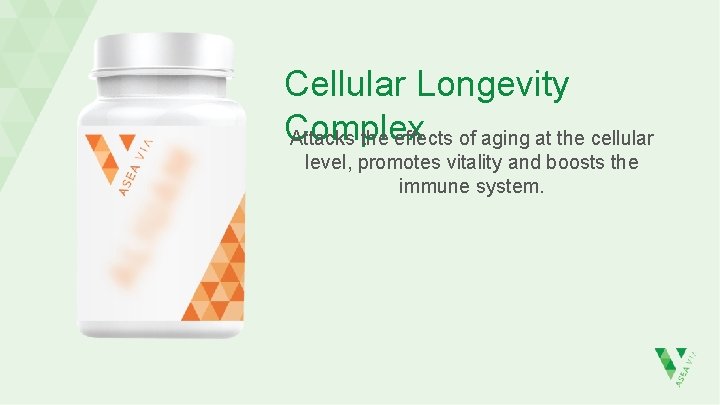 Cellular Longevity Complex Attacks the effects of aging at the cellular level, promotes vitality