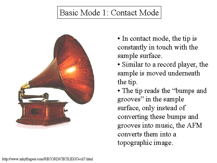 Basic Mode 1: Contact Mode • In contact mode, the tip is constantly in