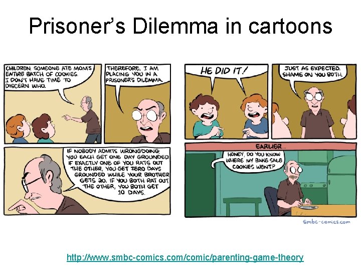 Prisoner’s Dilemma in cartoons http: //www. smbc-comics. com/comic/parenting-game-theory 