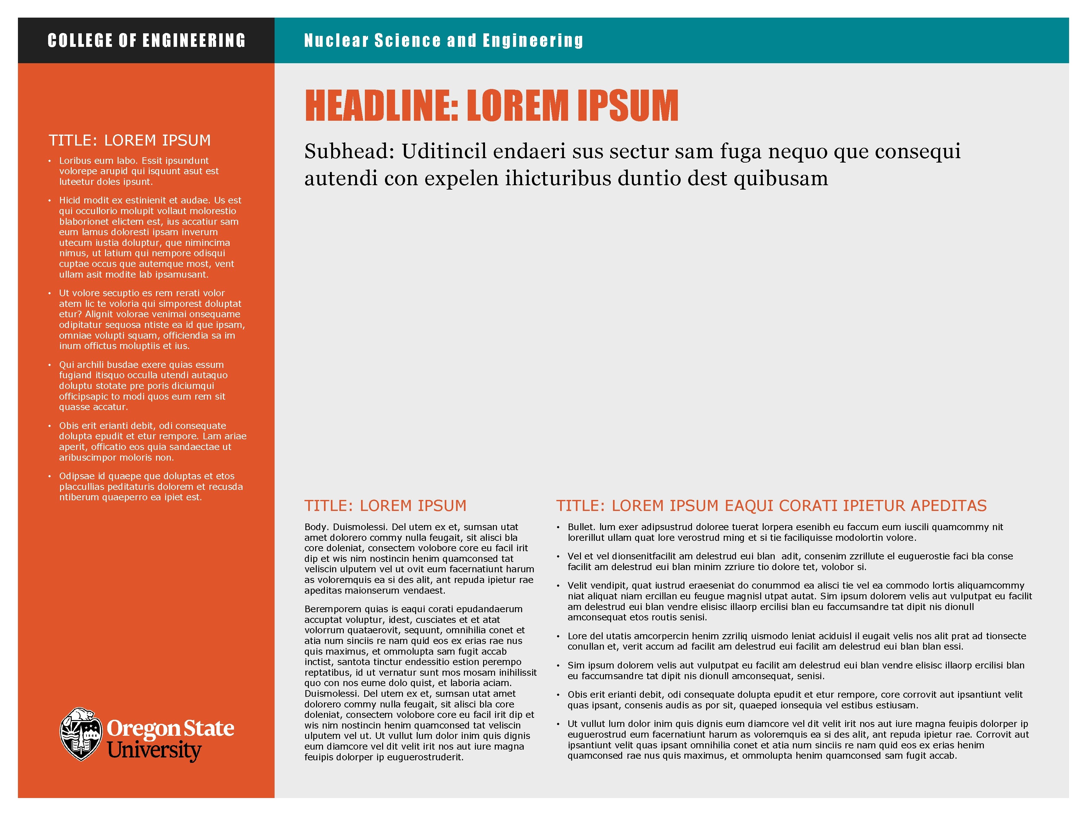 COLLEGE OF ENGINEERING Nuclear Science and Engineering HEADLINE: LOREM IPSUM TITLE: LOREM IPSUM •
