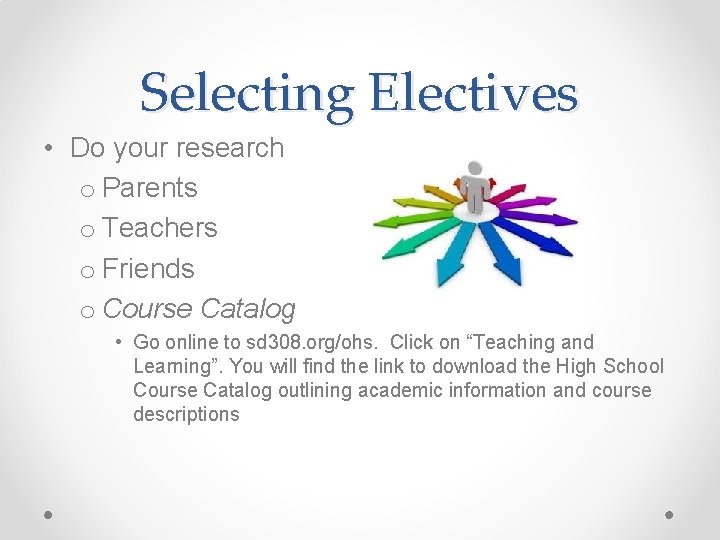 Selecting Electives • Do your research o Parents o Teachers o Friends o Course