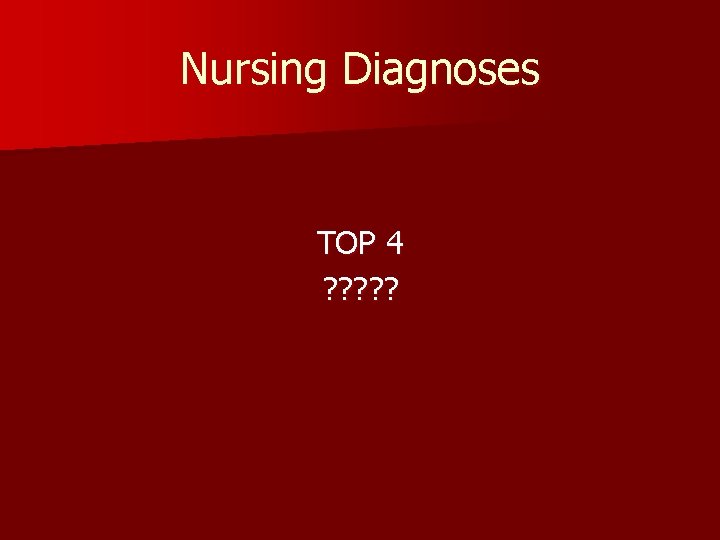 Nursing Diagnoses TOP 4 ? ? ? 