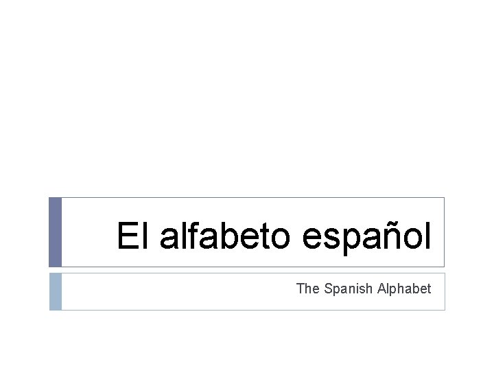El alfabeto español The Spanish Alphabet 