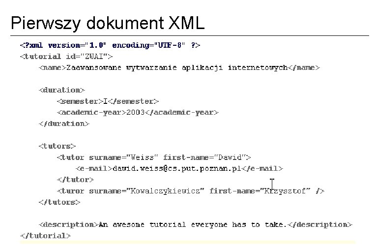 Pierwszy dokument XML 
