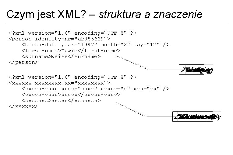 Czym jest XML? – struktura a znaczenie <? xml version="1. 0" encoding="UTF-8" ? >