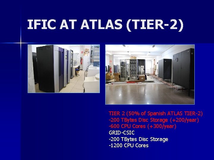 IFIC AT ATLAS (TIER-2) TIER 2 (50% of Spanish ATLAS TIER-2) -200 TBytes Disc