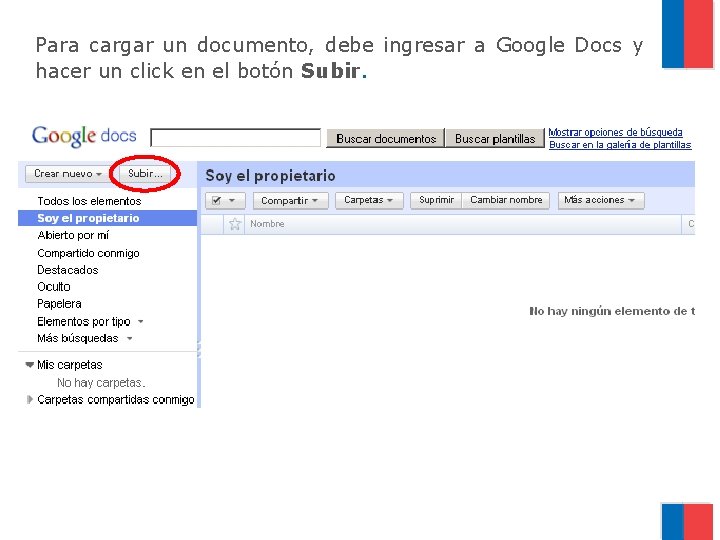 Para cargar un documento, debe ingresar a Google Docs y hacer un click en