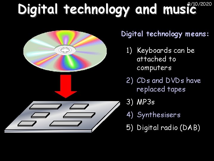 Digital technology and music 9/10/2020 Digital technology means: 1) Keyboards can be attached to