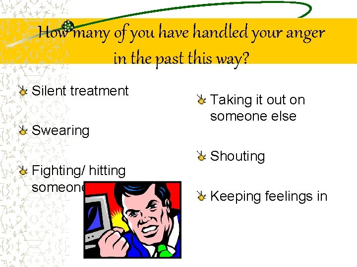 How many of you have handled your anger in the past this way? Silent