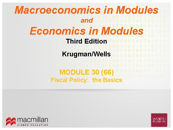 Macroeconomics in Modules and Economics in Modules Third Edition Krugman/Wells MODULE 30 (66) Fiscal