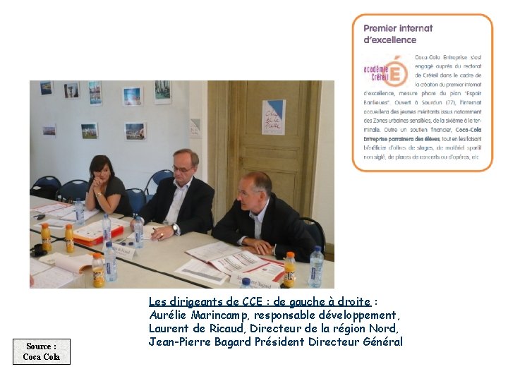Source : Coca Cola Les dirigeants de CCE : de gauche à droite :