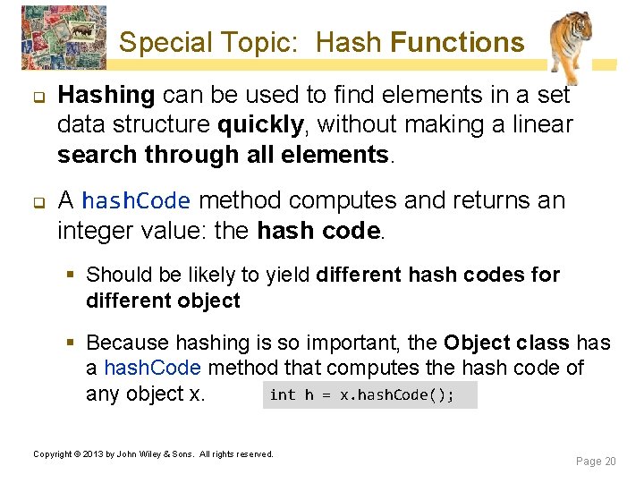 Special Topic: Hash Functions q q Hashing can be used to find elements in Special Topic: Hash Functions q q Hashing can be used to find elements in