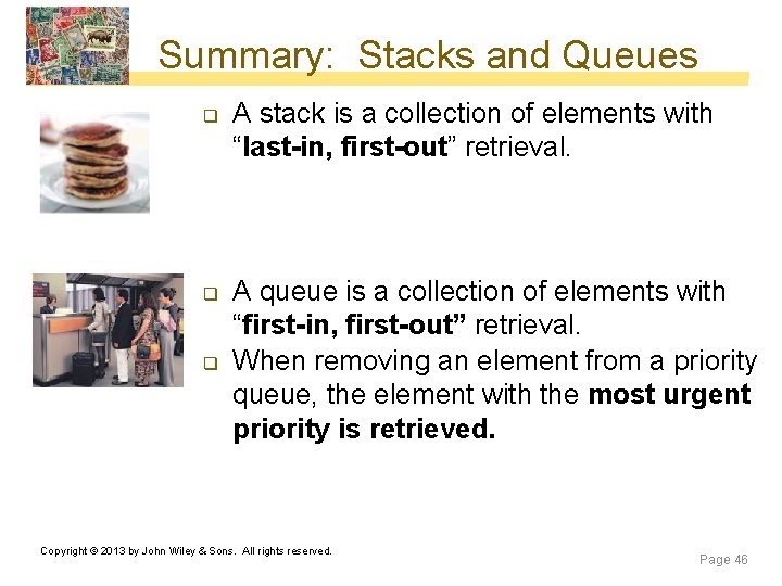 Summary: Stacks and Queues q q q A stack is a collection of elements Summary: Stacks and Queues q q q A stack is a collection of elements