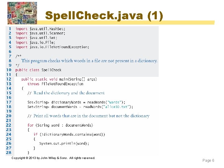 Spell. Check. java (1) Copyright © 2013 by John Wiley & Sons. All rights Spell. Check. java (1) Copyright © 2013 by John Wiley & Sons. All rights