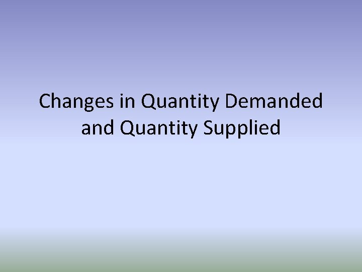 Changes in Quantity Demanded and Quantity Supplied 