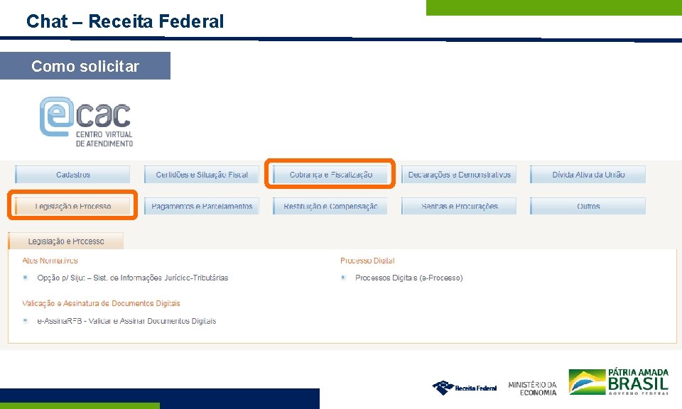 Chat – Receita Federal Como solicitar 