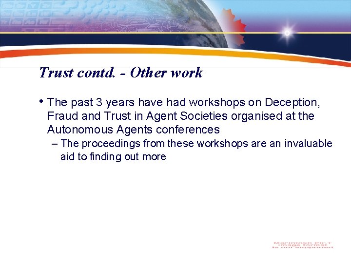 Trust contd. - Other work • The past 3 years have had workshops on