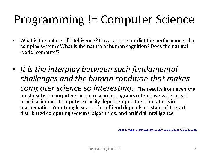 Comp Sci 100 Prog Design and Analysis II