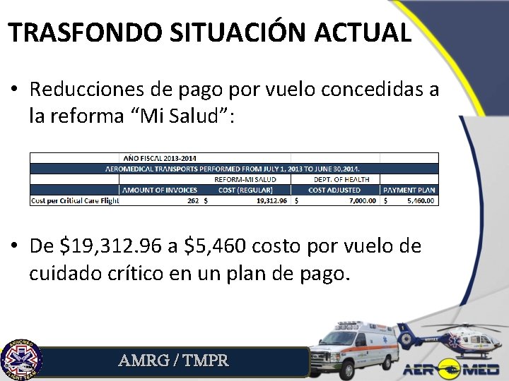 TRASFONDO SITUACIÓN ACTUAL • Reducciones de pago por vuelo concedidas a la reforma “Mi