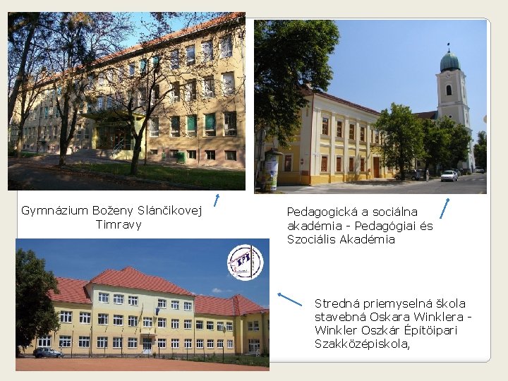 Gymnázium Boženy Slánčikovej Timravy Pedagogická a sociálna akadémia - Pedagógiai és Szociális Akadémia Stredná