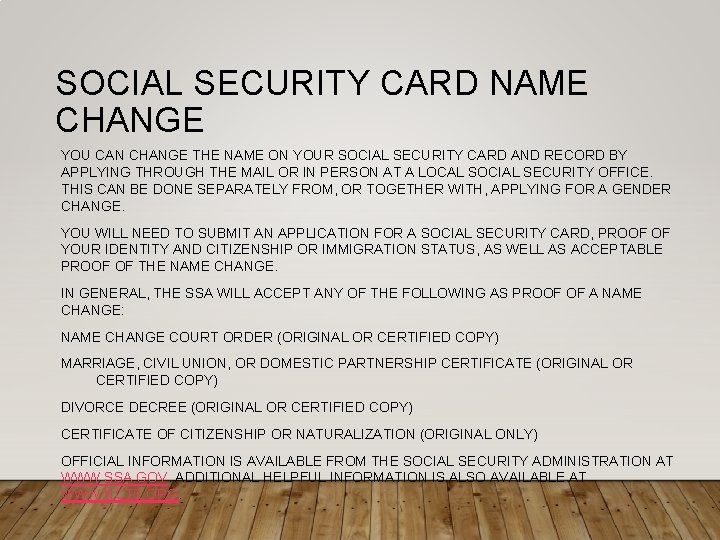 SOCIAL SECURITY CARD NAME CHANGE YOU CAN CHANGE THE NAME ON YOUR SOCIAL SECURITY