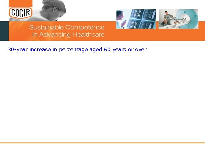 30 -year increase in percentage aged 60 years or over 30 -year increase in percentage aged 60 years or over